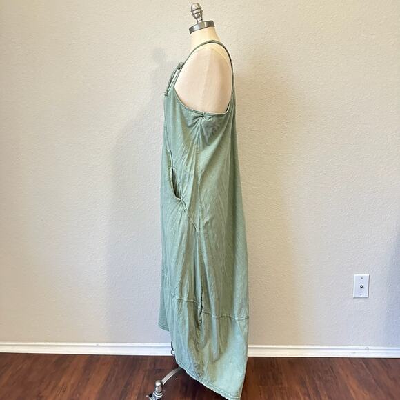 DAILY PRACTICE ANTHROPOLOGIE Lounge Maxi Dress Sage Green Hi-Low Cotton - Picture 8 of 14